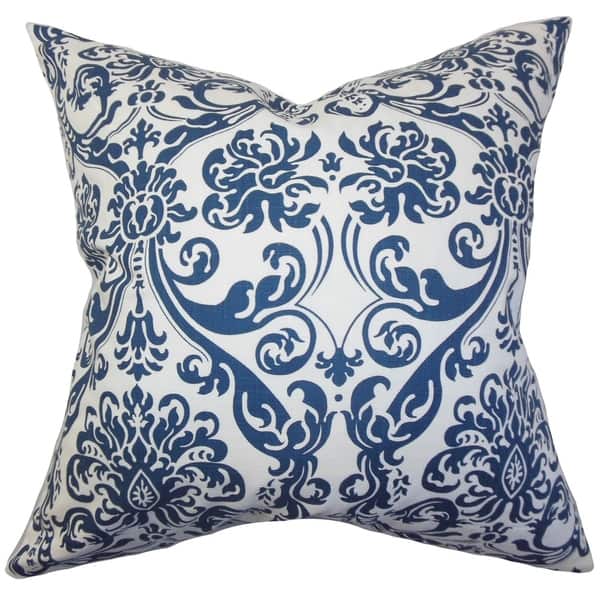 Saskia Damask Floor Pillow Navy Blue Overstock 16938342