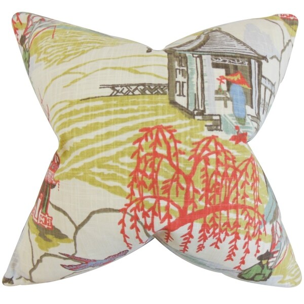 Praxis Geometric Floor Pillow Coral