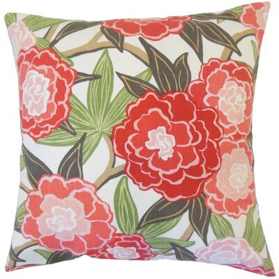 Winola Floral Floor Pillow Coral