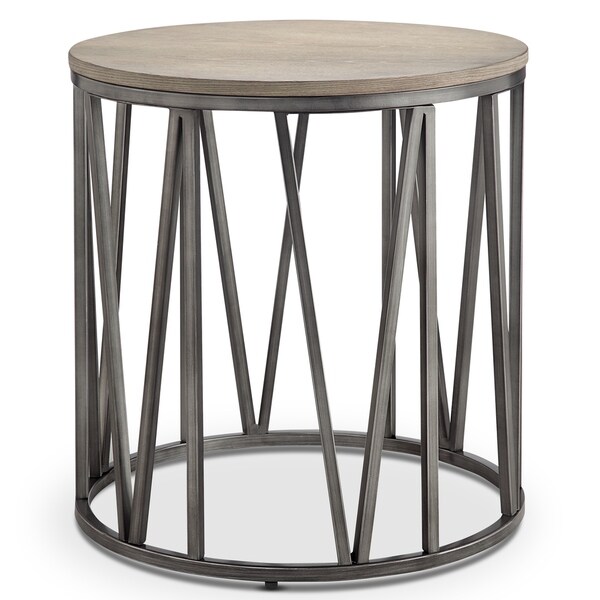 Shop Avalon Modern Weathered White Oak Round Accent End Table - Free ...