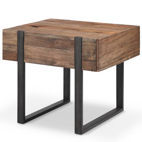 Prescott Modern Reclaimed Wood in Rustic Honey Rectangular End Table