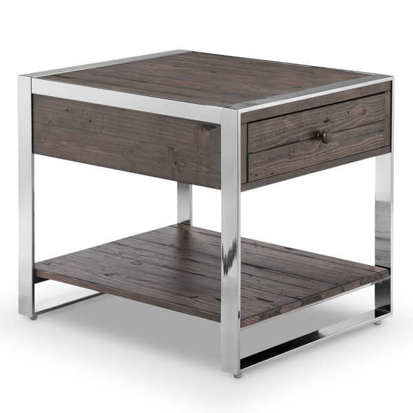 Shop Lawson Modern Industrial Brushed Nickel Reclaimed End Table - Free Shipping Today ...