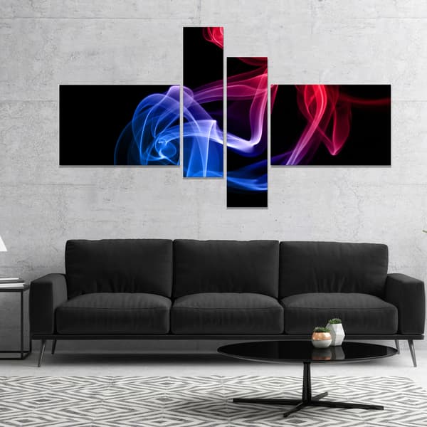 Shop Designart Blue Red Floating Smoke On Black Abstract Canvas Wall Art On Sale Overstock 16939949