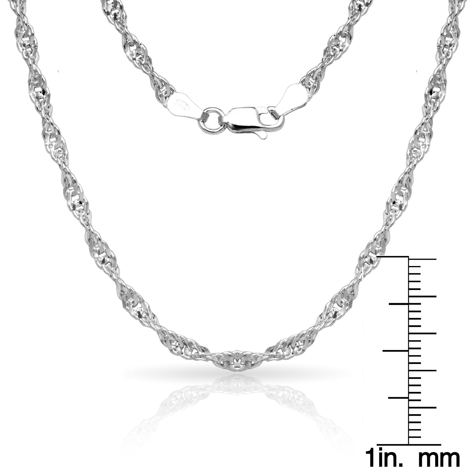 Sterling Silver Italian 3mm Diamond Cut Singapore Chain Necklace 16 30 White Overstock