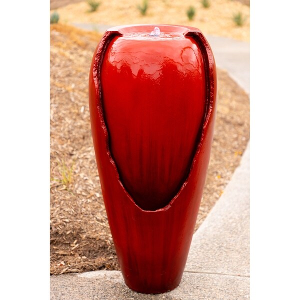 Alpine Corporation Red Gl 32 Inch Jar Fountain With Led Alpine Corporation Red Gl 32 Inch Jar Fountain With Led Lights