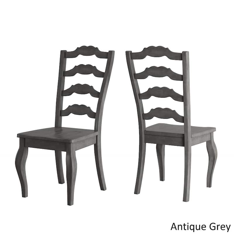 Eleanor Antique White Extending Oval Wood Table French Back 5-piece Dining Set by iNSPIRE Q Classic - Antique White Table - Antique Grey Chairs
