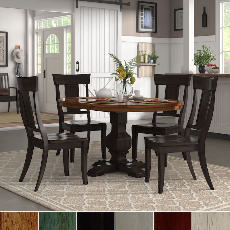 Eleanor Black Extending Oval Wood Table Panel Back 5-piece Dining Set by iNSPIRE Q Classic