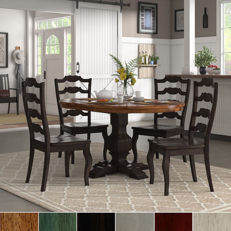 Eleanor Black Extending Oval Wood Table French Back 5-piece Dining Set by iNSPIRE Q Classic