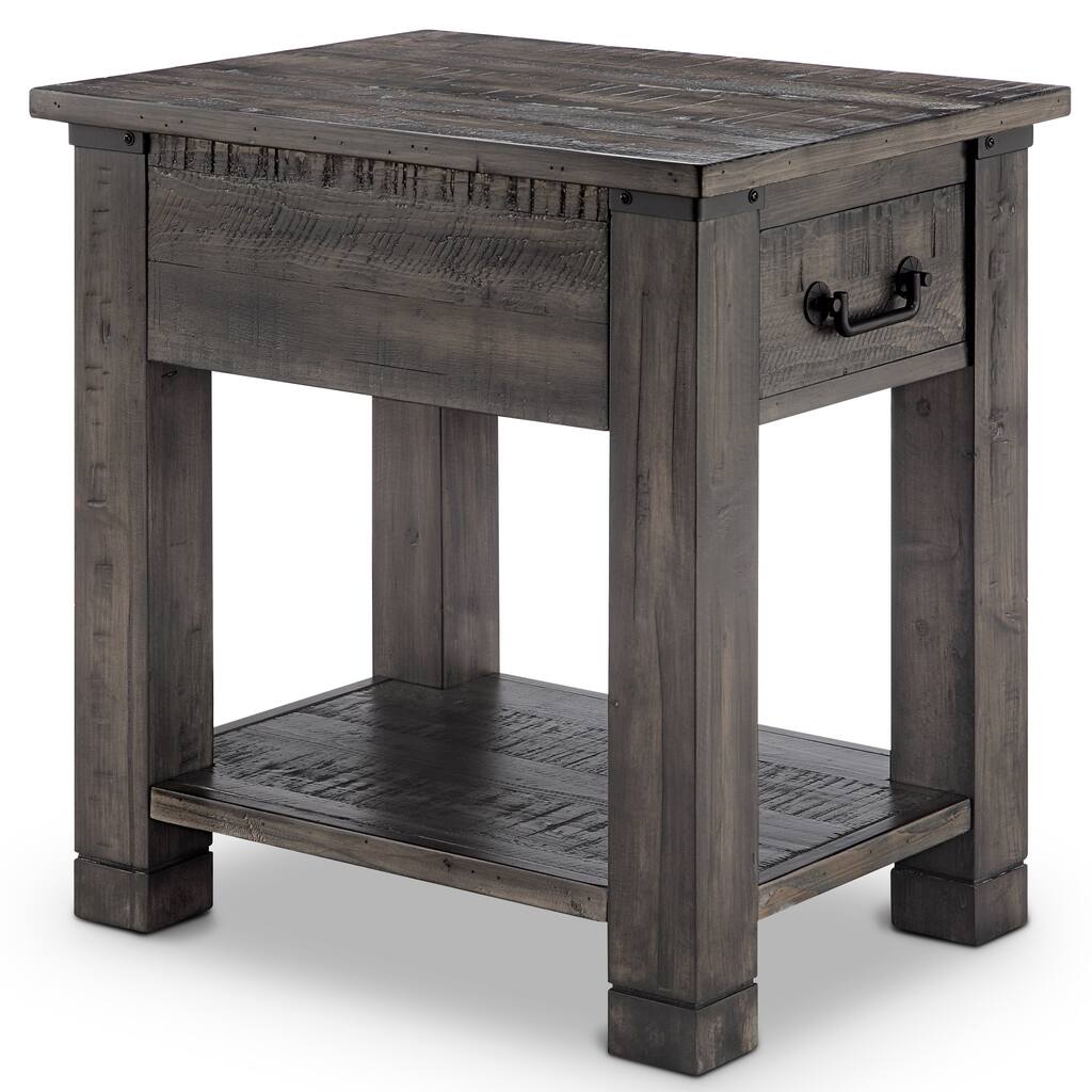 Abington Rustic Pine Wood Rectangular End Table