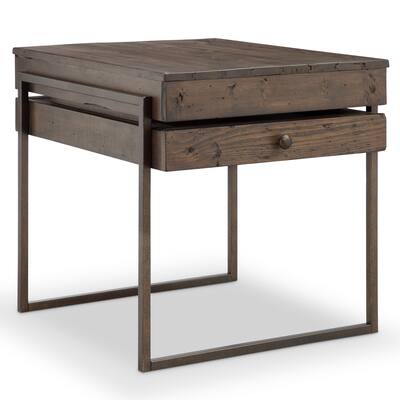 Kirkwood Modern Rustic Dark Whiskey Reclaimed Wood End Table