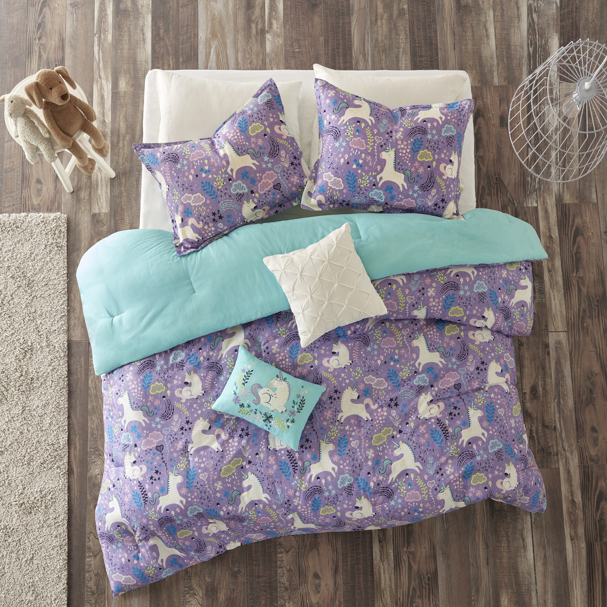 Unicorn Comforter Set 4 Pc Twin Size Girls Bed in a Bag ...