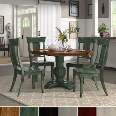 Eleanor Sage Green Extending Oval Wood Table Panel Back 5-piece Dining Set by iNSPIRE Q Classic