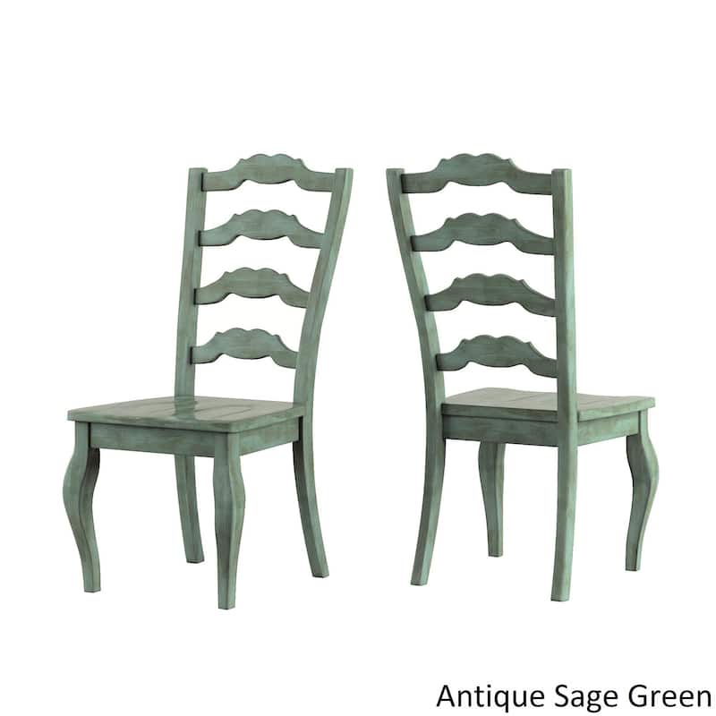 Eleanor Sage Green Extending Oval Wood Table French Back 5-piece Dining Set by iNSPIRE Q Classic