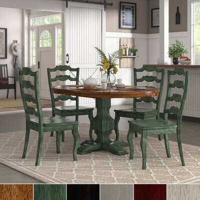 Eleanor Sage Green Extending Oval Wood Table French Back 5-piece Dining Set by iNSPIRE Q Classic