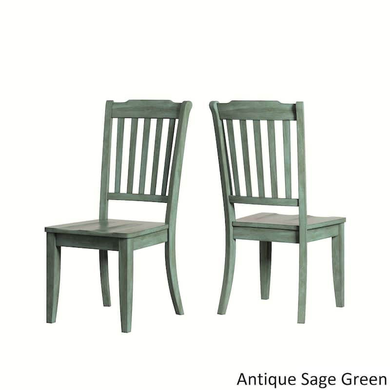 Eleanor Oak Extending Oval Wood Table Slat Back 5-piece Dining Set by iNSPIRE Q Classic - Oak Table - Antique Sage Green Chairs