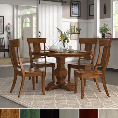 Eleanor Oak Extending Oval Wood Table Panel Back 5-piece Dining Set by iNSPIRE Q Classic