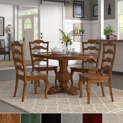 Eleanor Oak Extending Oval Wood Table French Back 5-piece Dining Set by iNSPIRE Q Classic