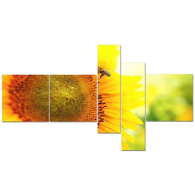 Designart "Sunflower Blooming on Field" Abstract Canvas Wall Art