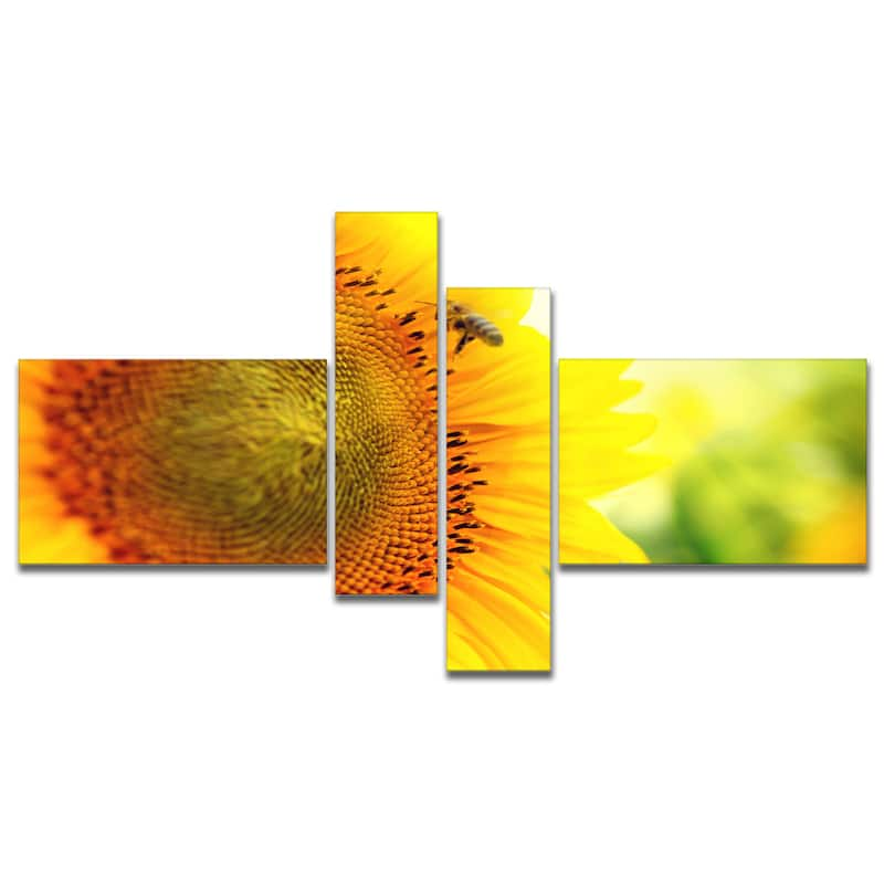 Designart "Sunflower Blooming on Field" Abstract Canvas Wall Art