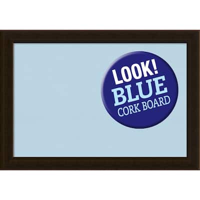 Framed Blue Cork Board, Espresso Brown