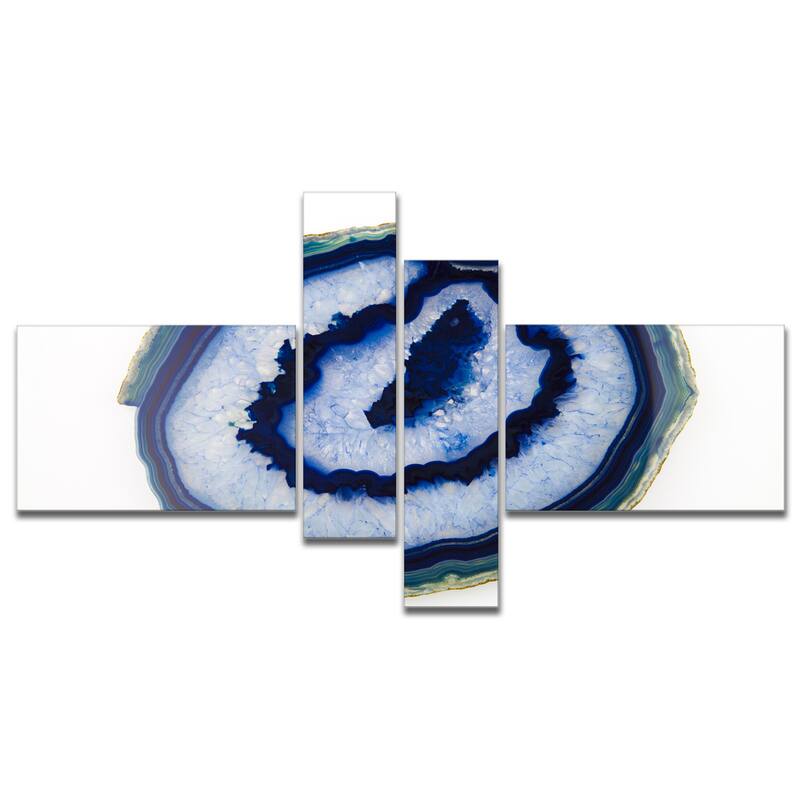 Designart "Slice of Beautiful Blue Agate" Abstract Canvas Wall Art