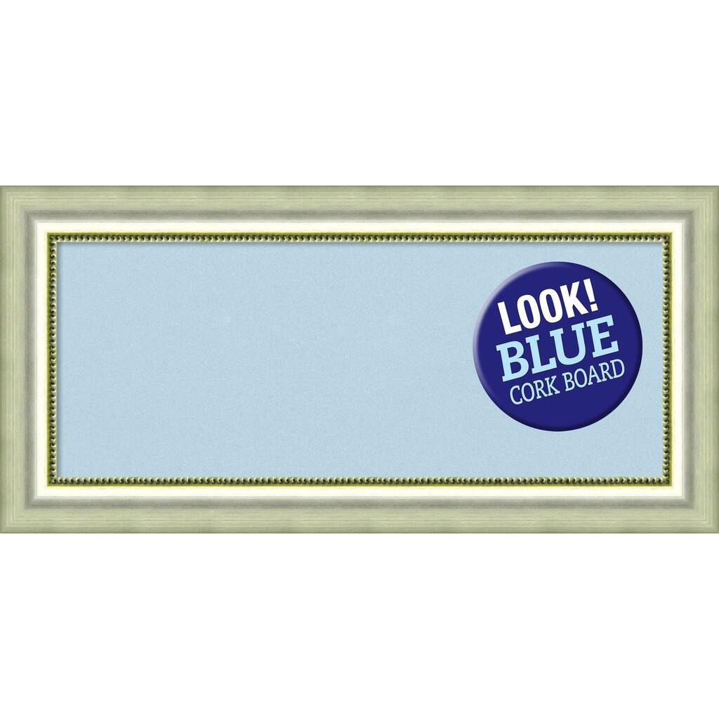 Framed Blue Cork Board, Vegas Curved Silver