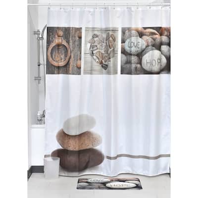 Evideco Printed Fabric Shower Curtain Design Nature Polyester - Brown/Grey