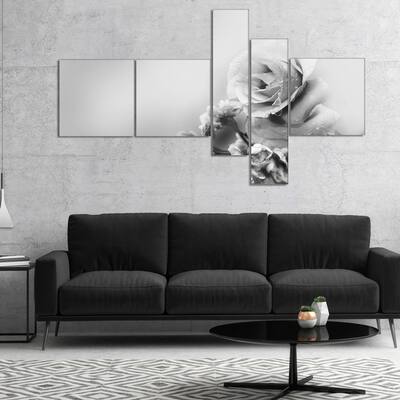 Designart "Black and White Rose in Spring." Floral Canvas Art Print