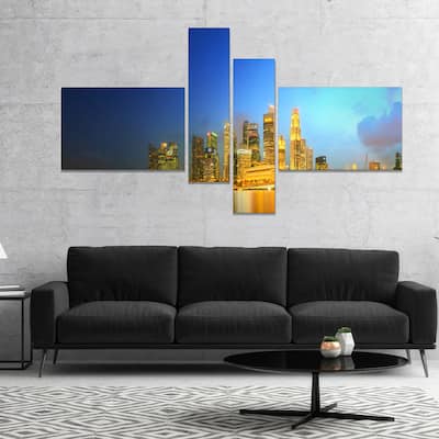 Designart "Singapore Skyline and Marina Bay" Cityscape Canvas Art Print - Multi-color