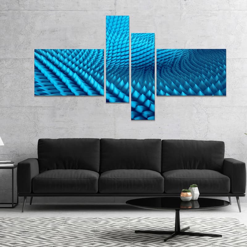 Designart "Abstract Blue Wavy Background" Abstract Canvas Wall Art