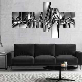 Designart "Black White Crystal Background" Abstract Canvas Art Print