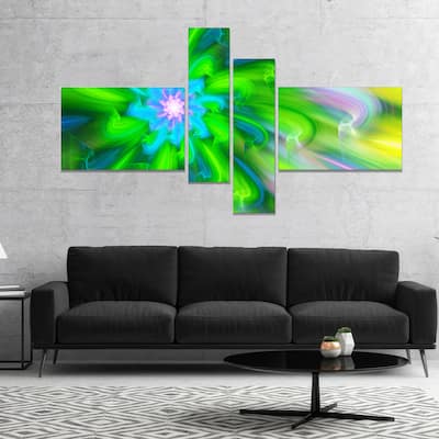 Designart "Dance of Green Flower Petals" Floral Canvas Art Print