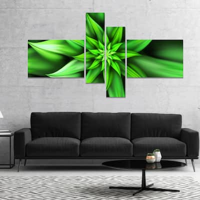 Designart "Exotic Green Flower Petals" Floral Canvas Art Print