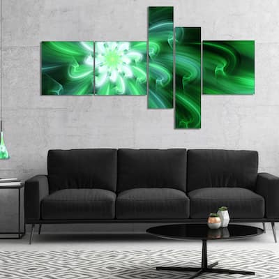 Designart "Large Green Exotic Flower Petals" Floral Canvas Art Print