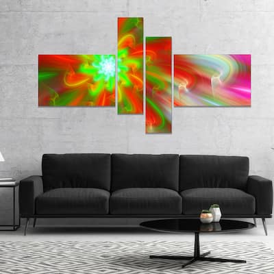 Designart "Dance of Red Fractal Flower Petals" Floral Canvas Art Print