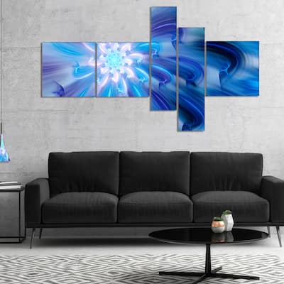 Designart "Dance of Blue Fractal Flower Petals" Floral Canvas Art Print