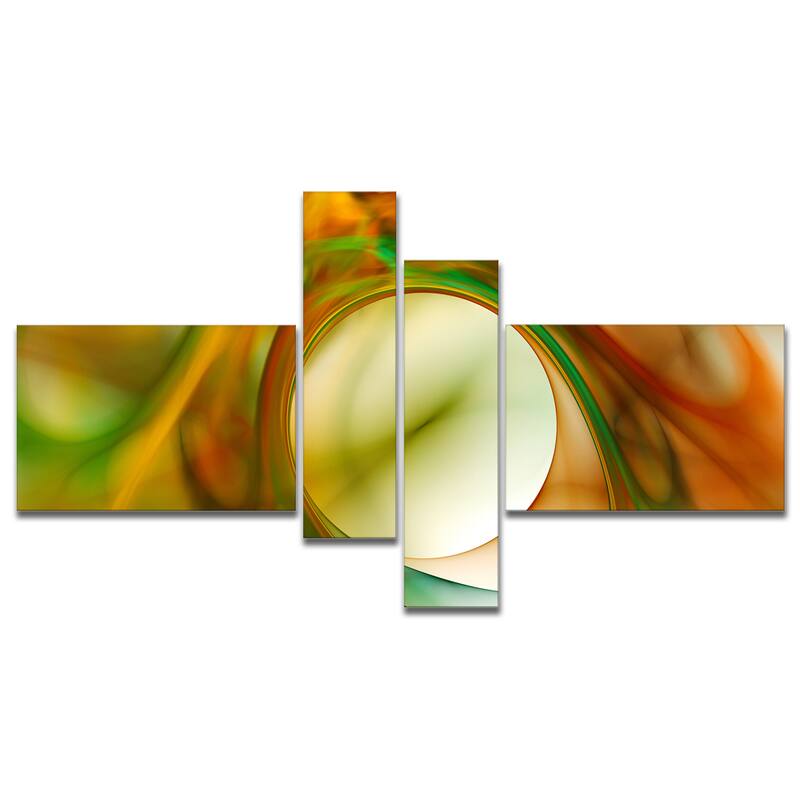 Designart "Circled Green Psychedelic Texture" Abstract Art on Canvas