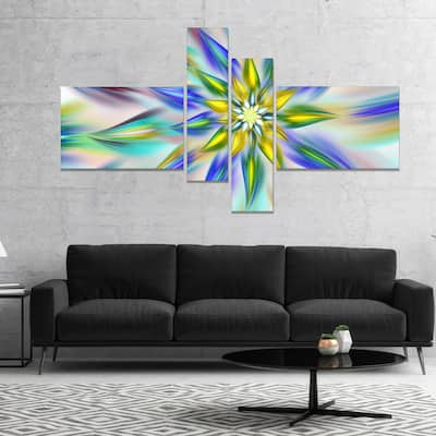 Designart "Dancing Blue Fractal Flower" Floral Canvas Art Print