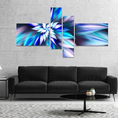 Designart "Dancing Light Blue Flower Petals" Floral Canvas Art Print