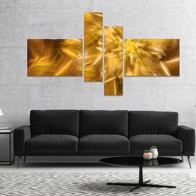 Designart "Exotic Dance of Golden Flower Petals" Floral Canvas Art Print - Gold