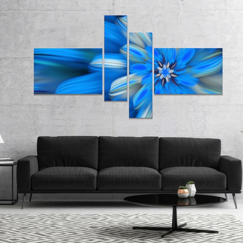 Designart "Exotic Dance of Blue Flower Petals" Floral Canvas Art Print