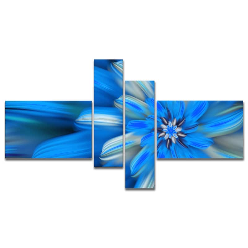 Designart "Exotic Dance of Blue Flower Petals" Floral Canvas Art Print