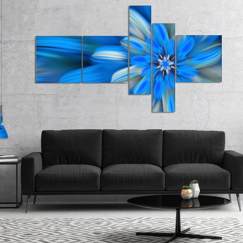 Designart "Exotic Dance of Blue Flower Petals" Floral Canvas Art Print