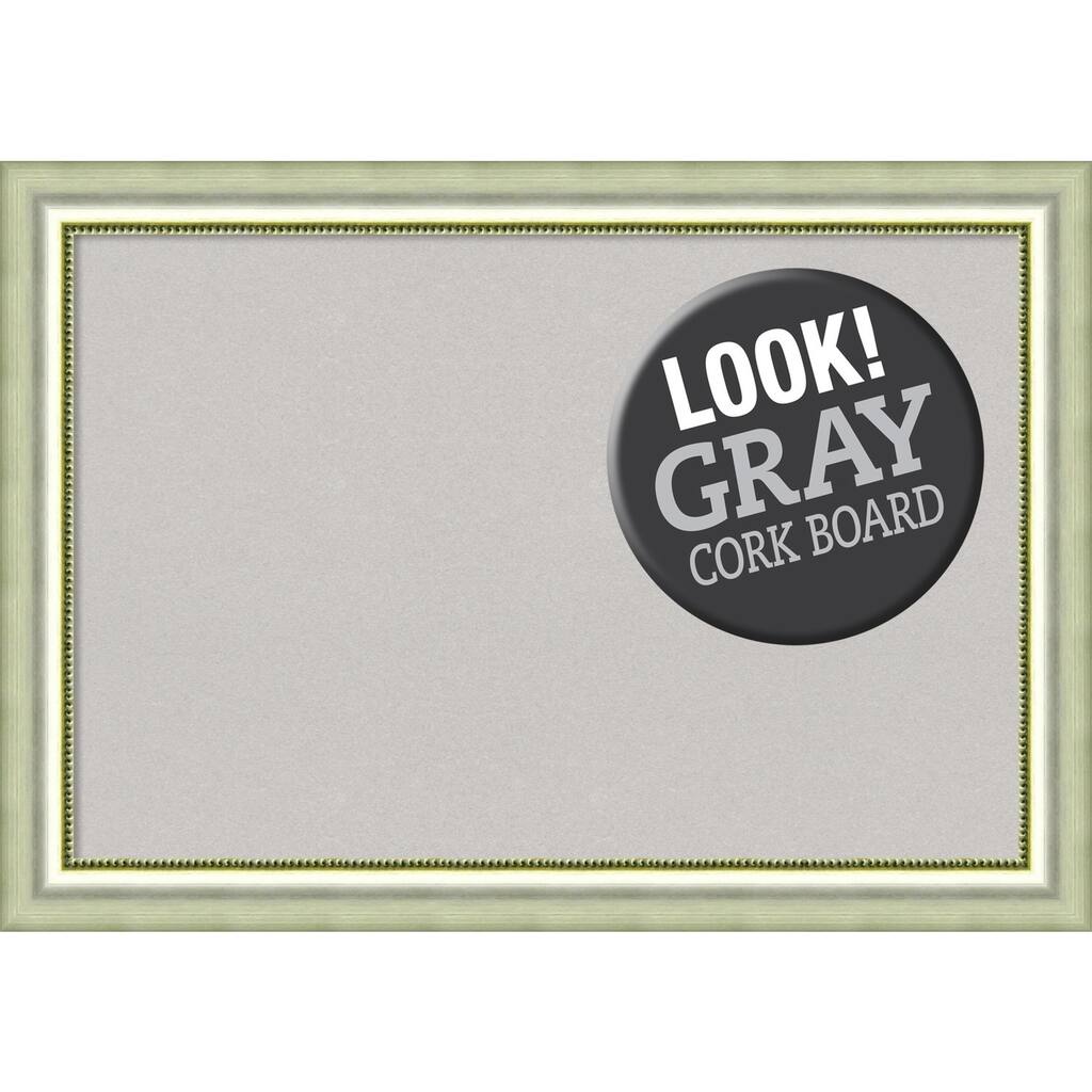 Framed Grey Cork Board, Vegas Curved Silver