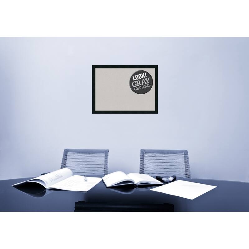 Framed Grey Cork Board, Mezzanotte Black