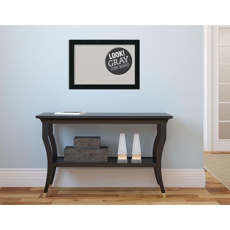 Framed Grey Cork Board, Mezzanotte Black