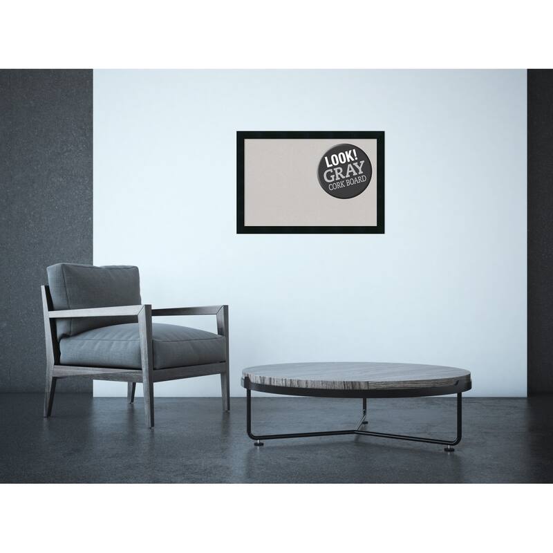 Framed Grey Cork Board, Mezzanotte Black