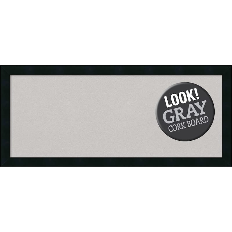 Framed Grey Cork Board, Mezzanotte Black