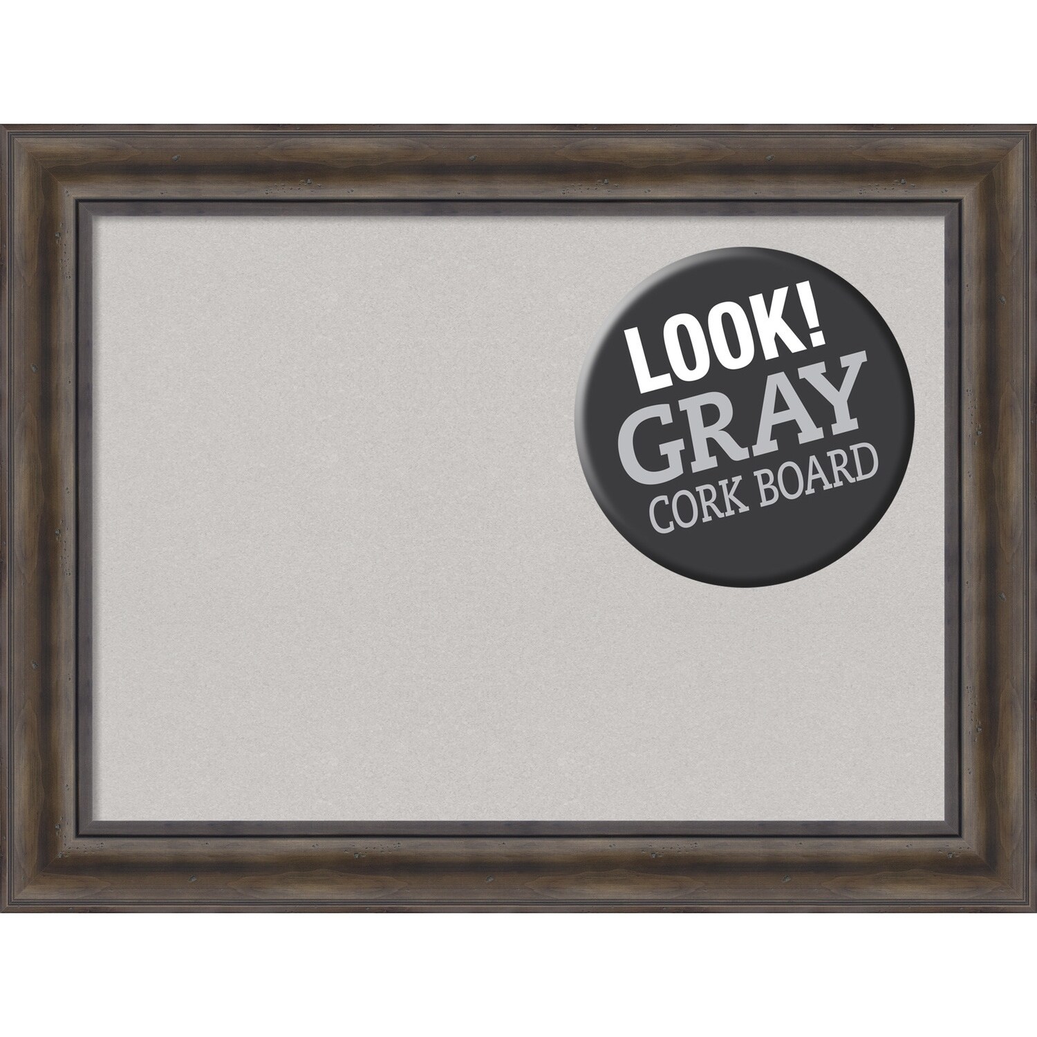Framed Grey Cork Board, Rustic Pine Brown large - 34 x 26 ...
