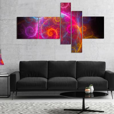 Designart "Beautiful Pink Pattern on Black" Abstract Wall Art Canvas